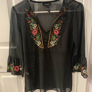 Express Sheer Black Blouse